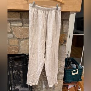 CP Shades Pants Ankle Beige Rayon Flax Lagenlook Pockets Size Small